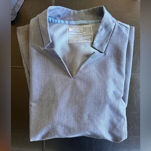 Figs Inala slim scrub top in denim
